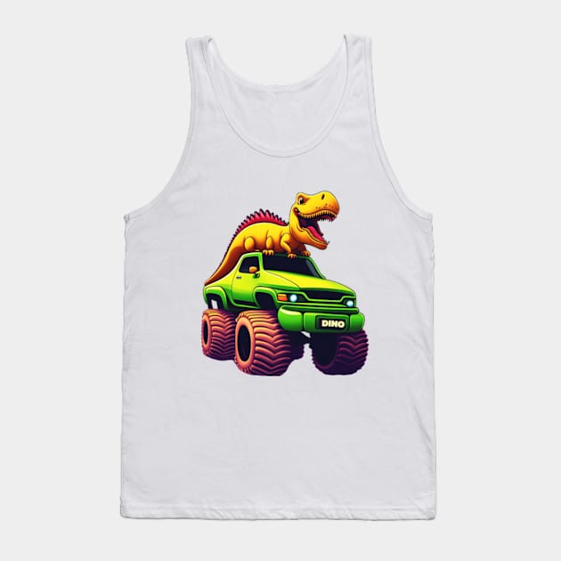 Dinosaurs on a monster truck Tank Top by IDesign23